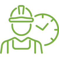Builder next to clock icon